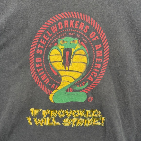 Vintage United Steelworkers Of America T Shirt Mens XL* Black USA Single Stitch - Picture 2 of 6